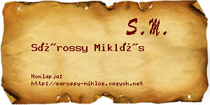 Sárossy Miklós névjegykártya