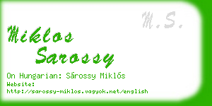 miklos sarossy business card